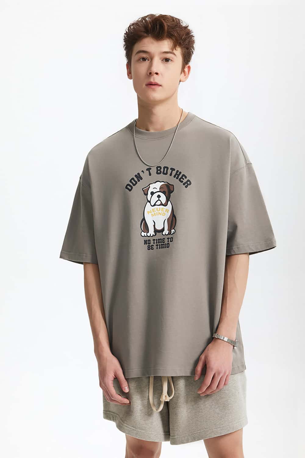 French Bulldog Fun Print T-Shirt - Vintage Heavyweight Casual Short Sleeve