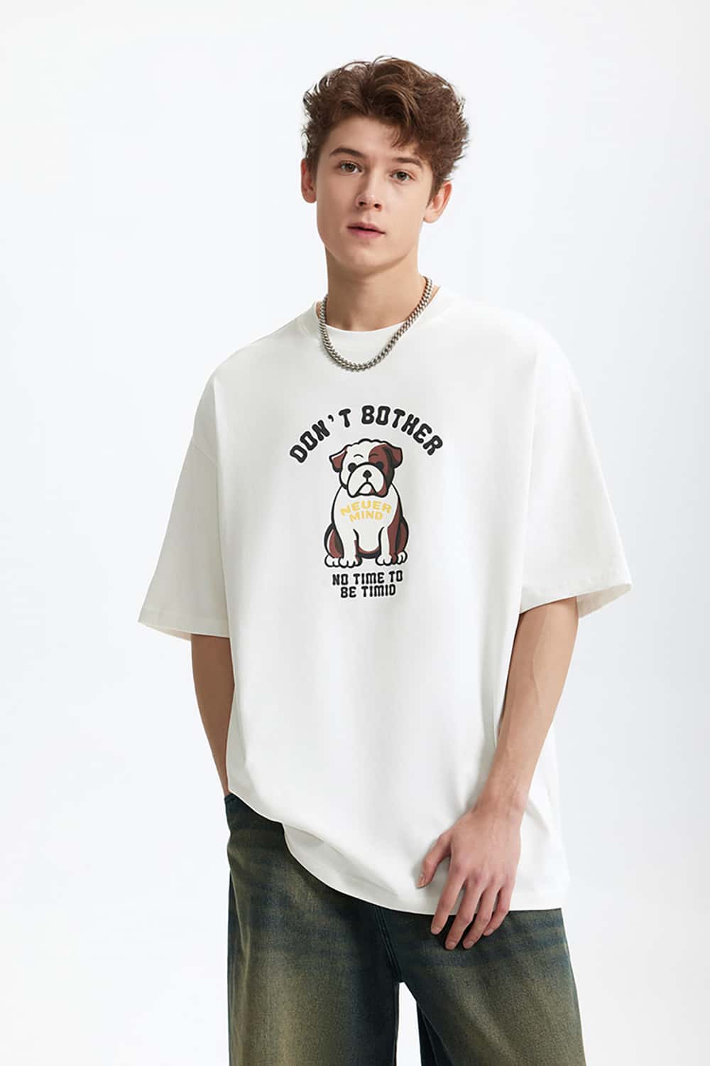 French Bulldog Fun Print T-Shirt - Vintage Heavyweight Casual Short Sleeve