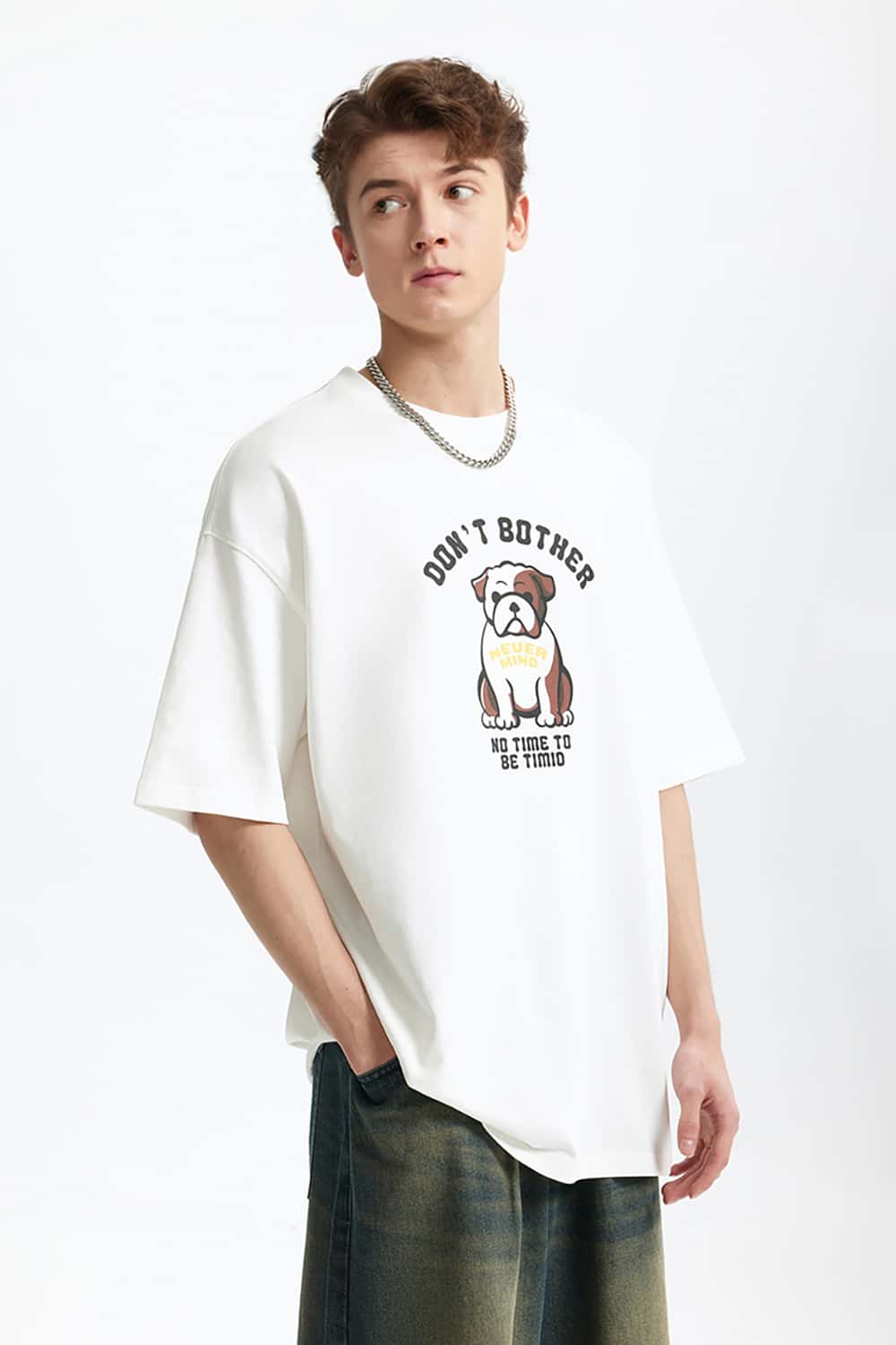 French Bulldog Fun Print T-Shirt - Vintage Heavyweight Casual Short Sleeve