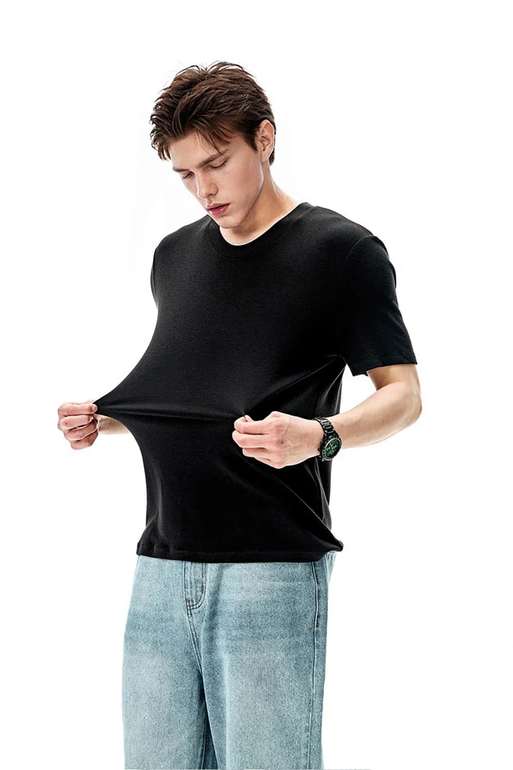 Comfortable Wool Blend Base Layer T-Shirt - Street Style Slim Fit Short Sleeve