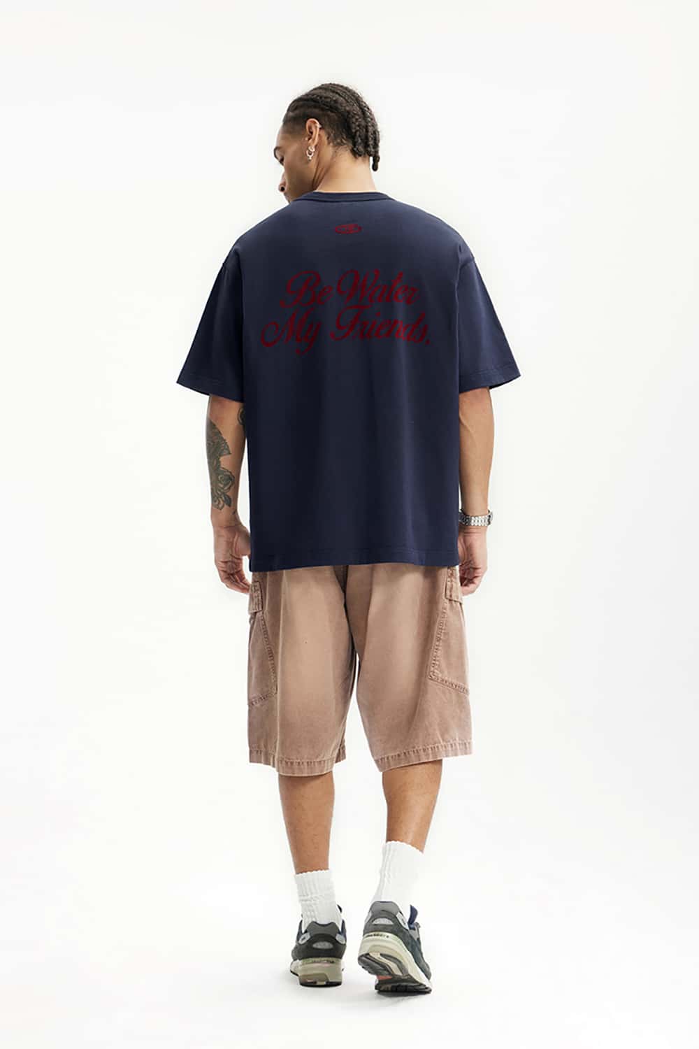 Vintage Heavyweight Pocket Flock Print T-Shirt - Loose Fit Short Sleeve