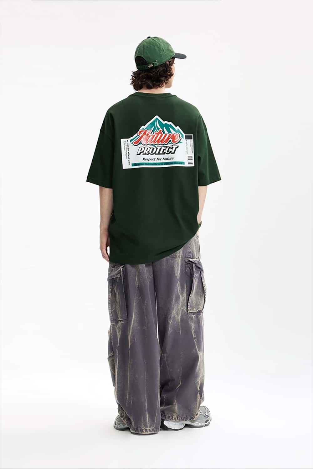 Heavyweight Thick Plate Print T-Shirt - Streetwear Loose Fit Short Sleeve