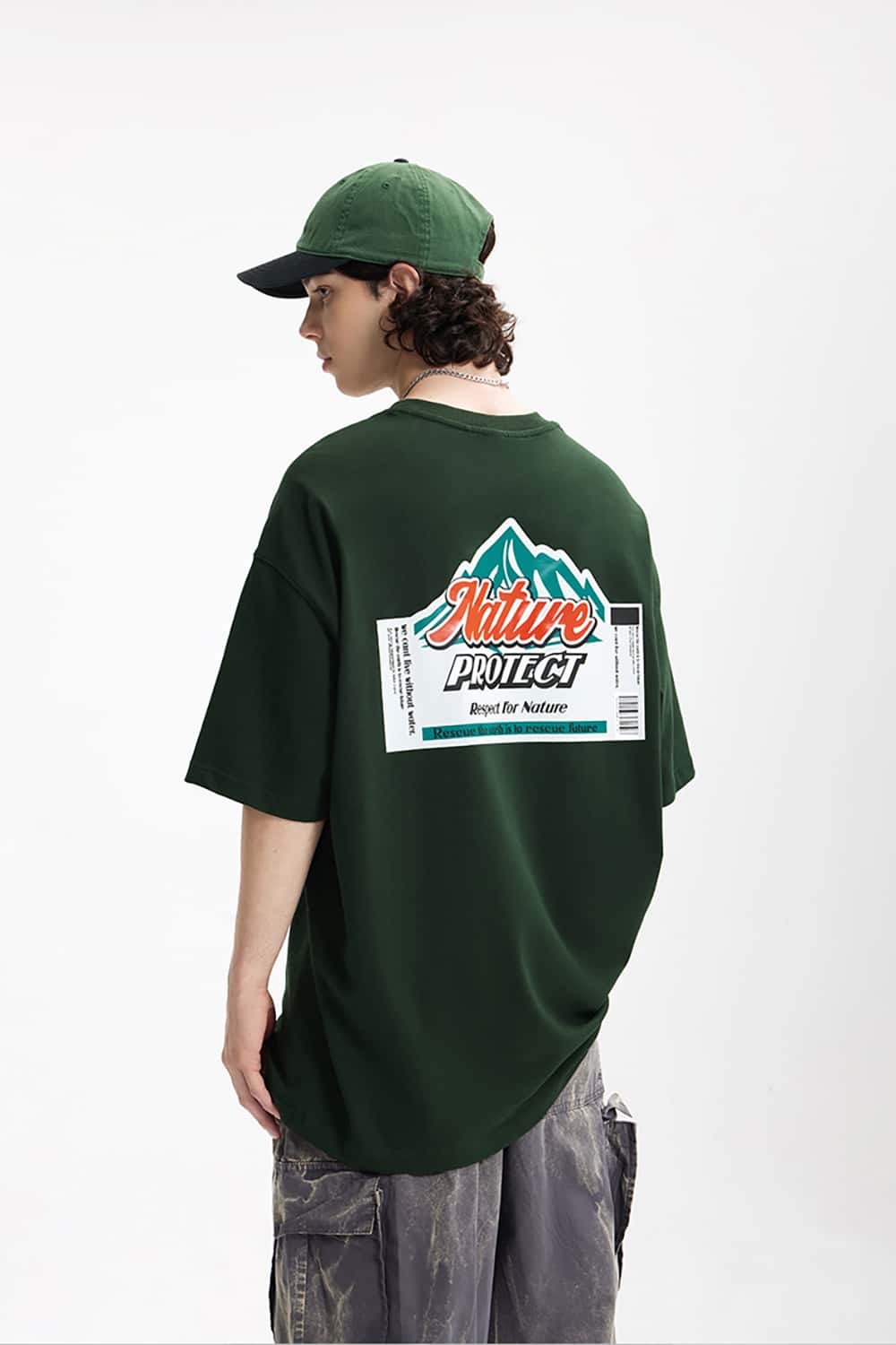 Heavyweight Thick Plate Print T-Shirt - Streetwear Loose Fit Short Sleeve