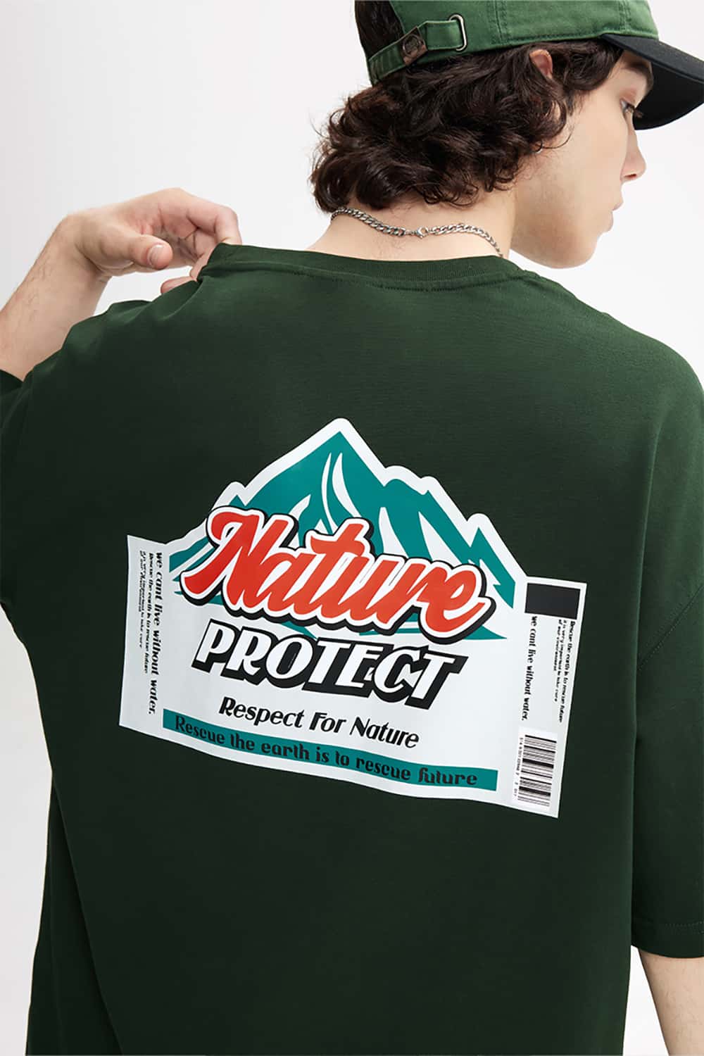 Heavyweight Thick Plate Print T-Shirt - Streetwear Loose Fit Short Sleeve