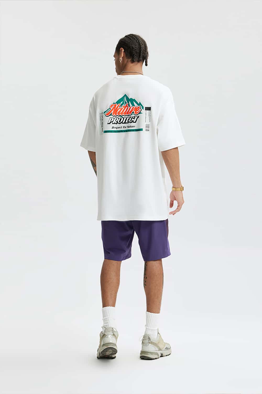 Heavyweight Thick Plate Print T-Shirt - Streetwear Loose Fit Short Sleeve