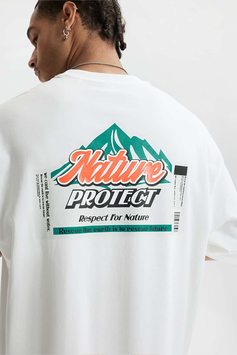 Heavyweight Thick Plate Print T-Shirt - Streetwear Loose Fit Short Sleeve