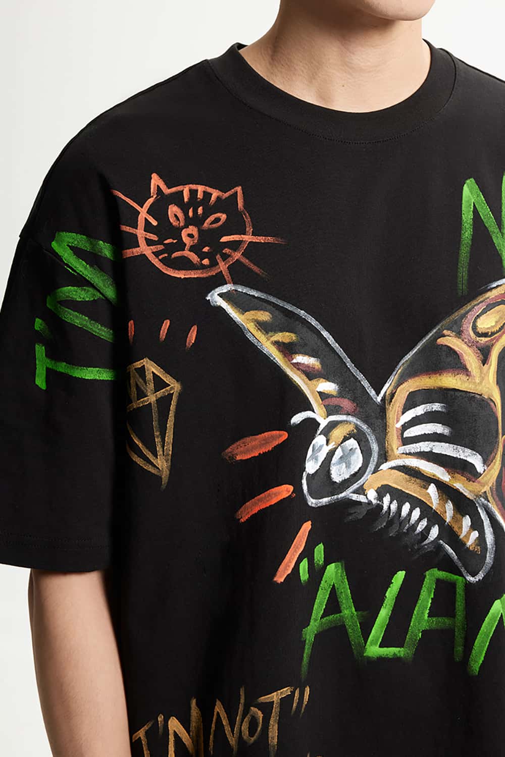 Full-Width Butterfly Print T-Shirt - Streetwear Loose Fit Personalized Short Sleeve Top
