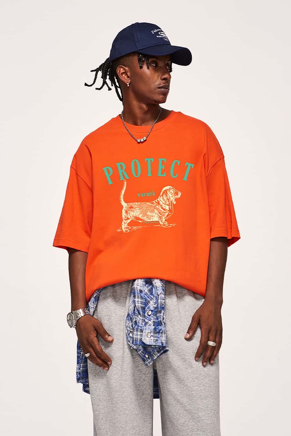 Dog Slurry Print T-Shirt - Loose Fit Fun Animal Short Sleeve