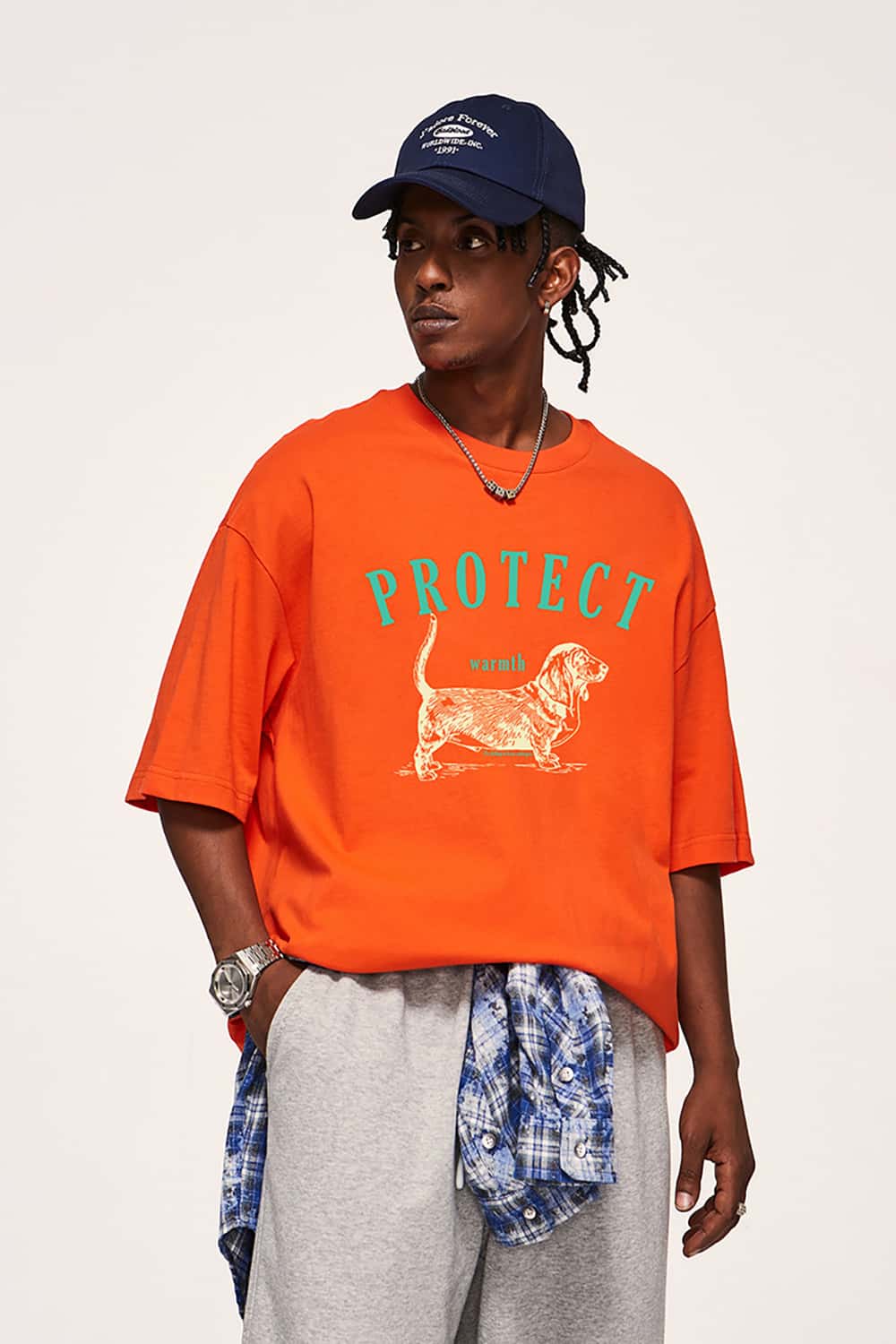 Dog Slurry Print T-Shirt - Loose Fit Fun Animal Short Sleeve