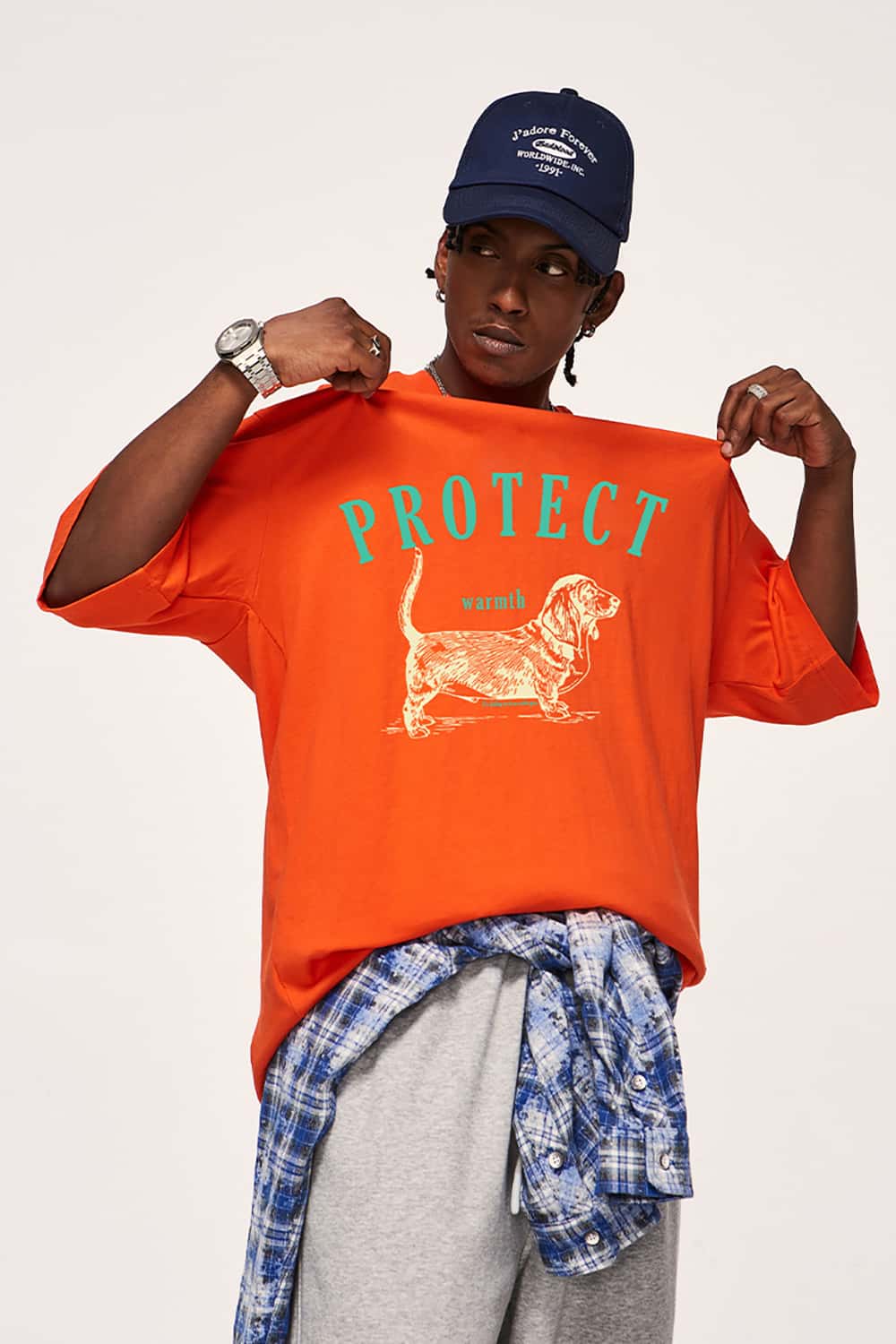 Dog Slurry Print T-Shirt - Loose Fit Fun Animal Short Sleeve