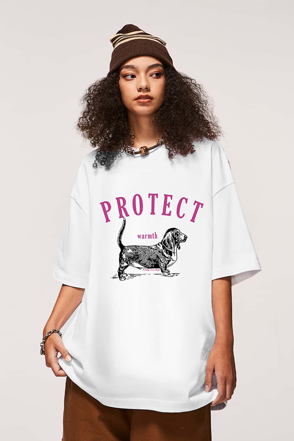 Dog Slurry Print T-Shirt - Loose Fit Fun Animal Short Sleeve