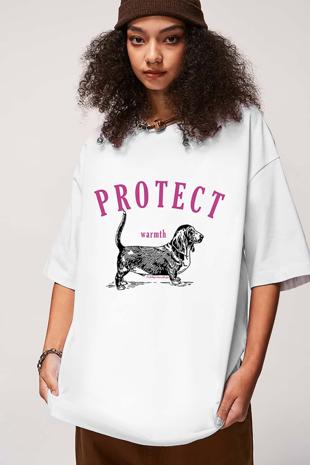 Dog Slurry Print T-Shirt - Loose Fit Fun Animal Short Sleeve