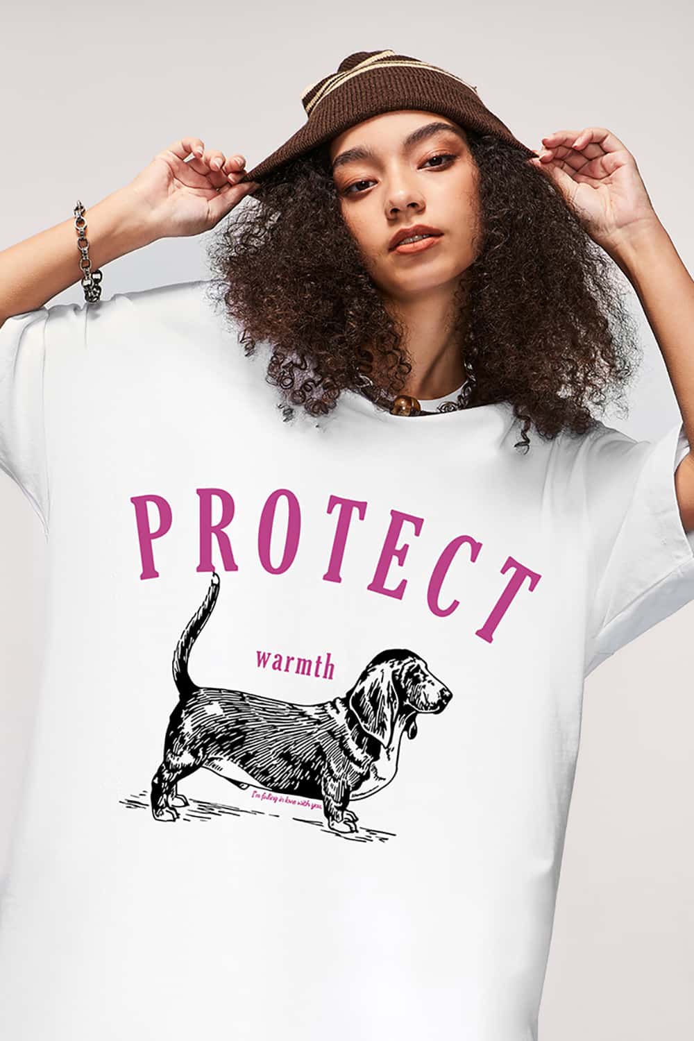 Dog Slurry Print T-Shirt - Loose Fit Fun Animal Short Sleeve