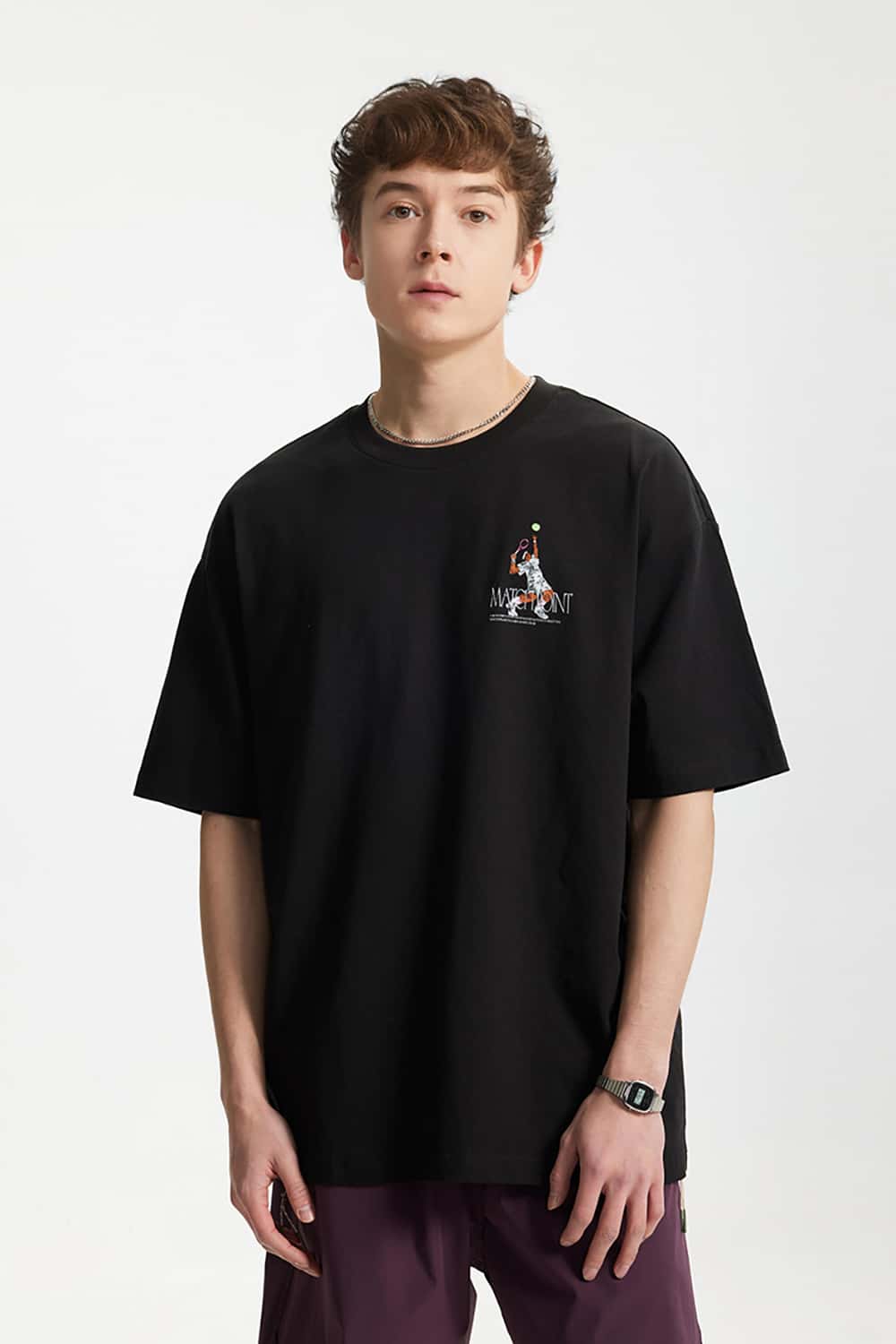 Sports Print Loose Casual Round Neck Short Sleeve T-Shirt