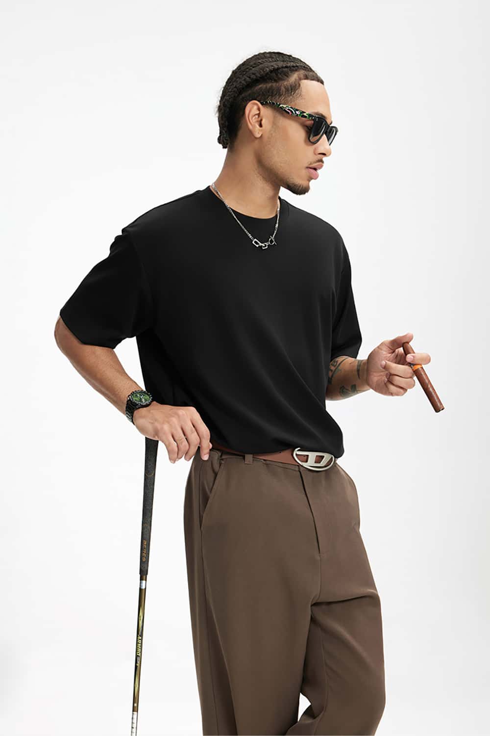 Double-Sided Solid Color Basic Versatile Short Sleeve T-Shirt