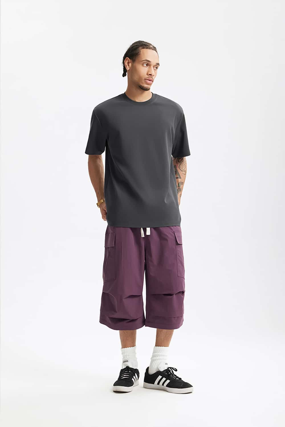 Double-Sided Solid Color Basic Versatile Short Sleeve T-Shirt