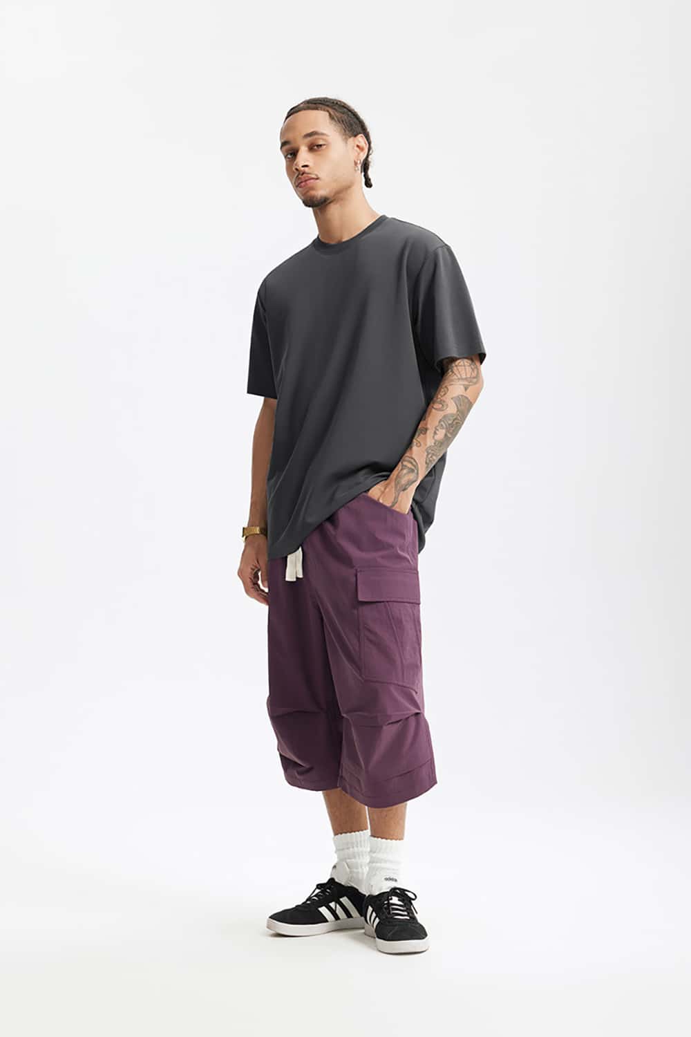 Double-Sided Solid Color Basic Versatile Short Sleeve T-Shirt
