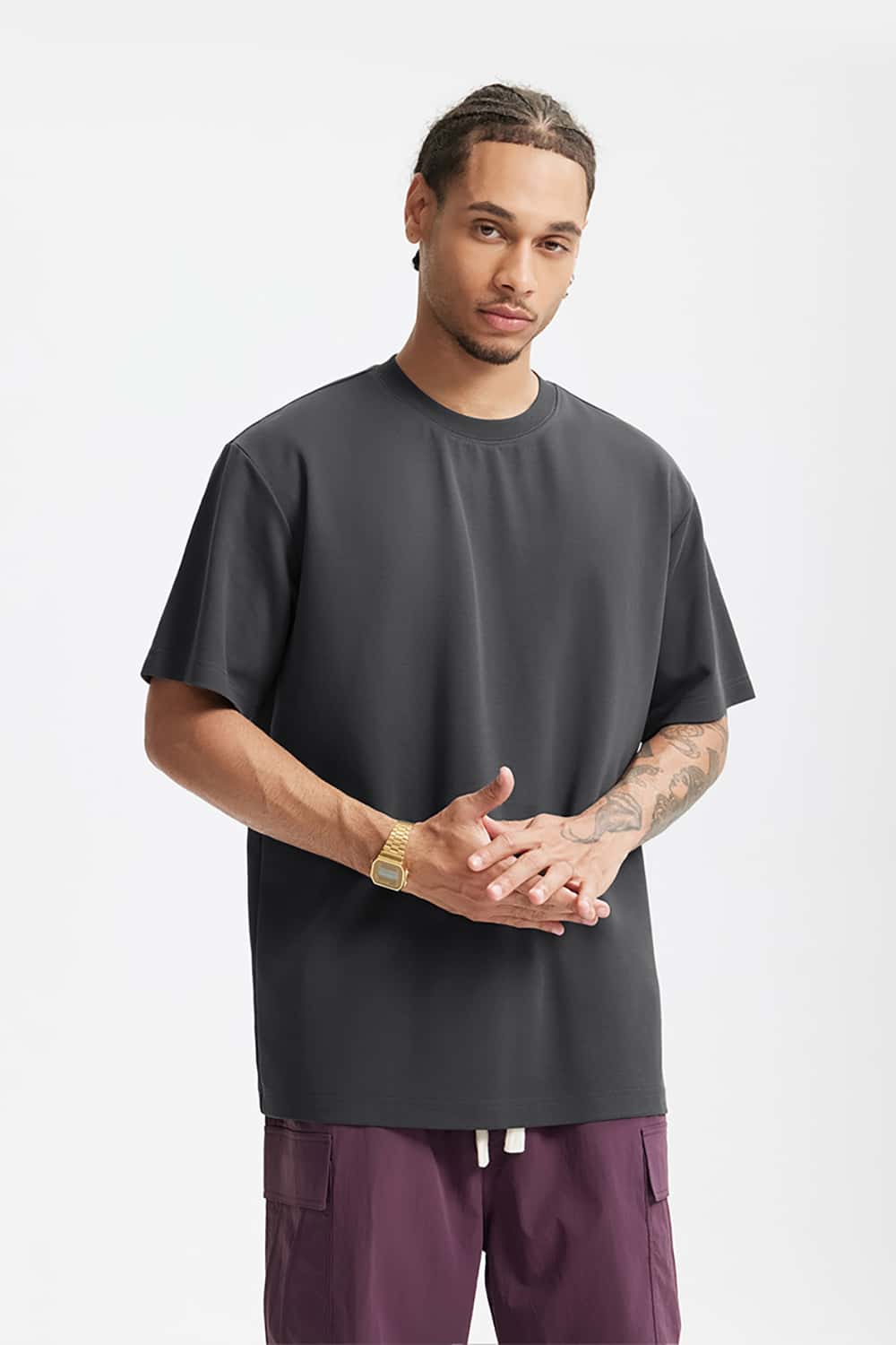 Double-Sided Solid Color Basic Versatile Short Sleeve T-Shirt