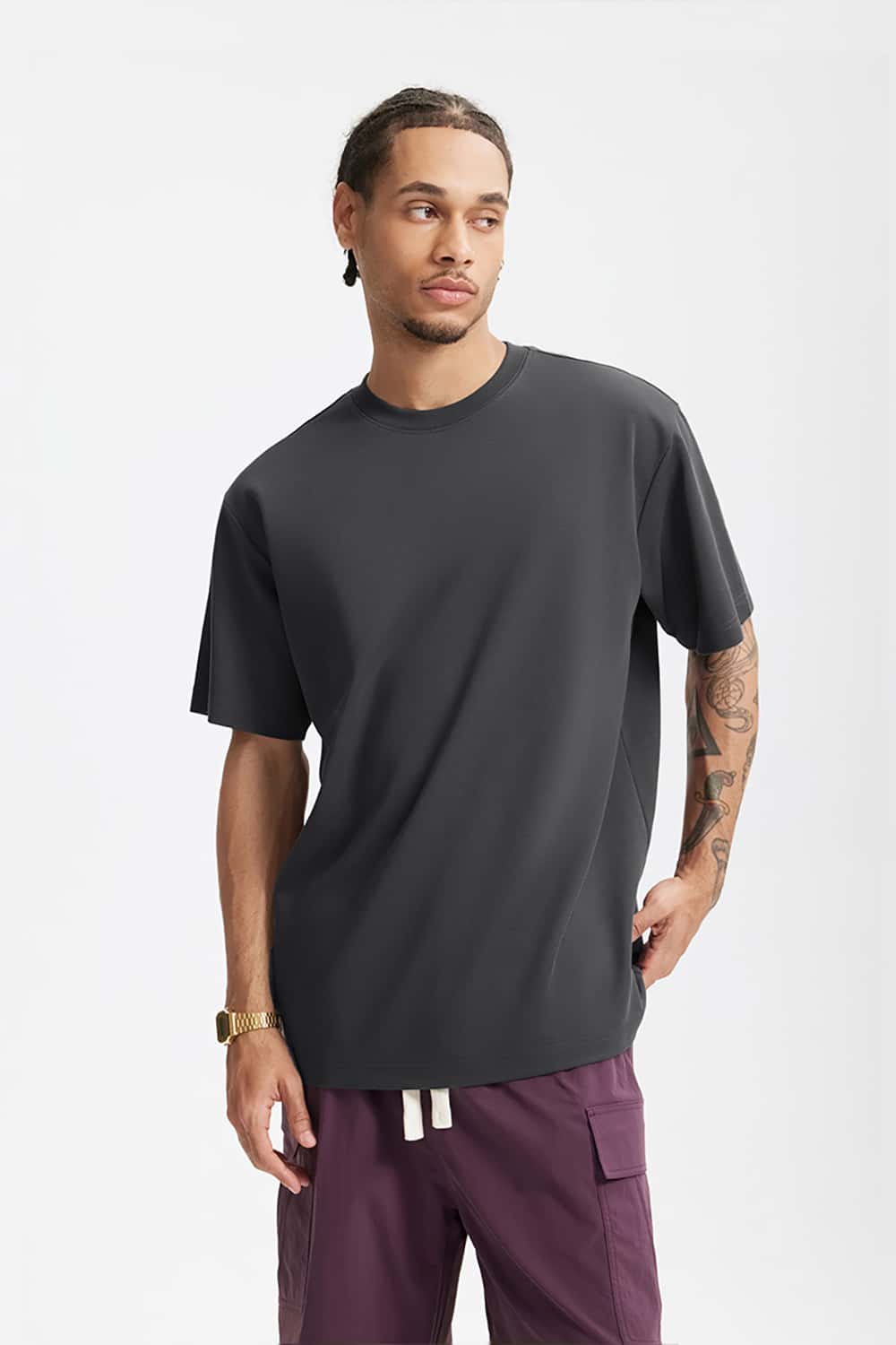 Double-Sided Solid Color Basic Versatile Short Sleeve T-Shirt