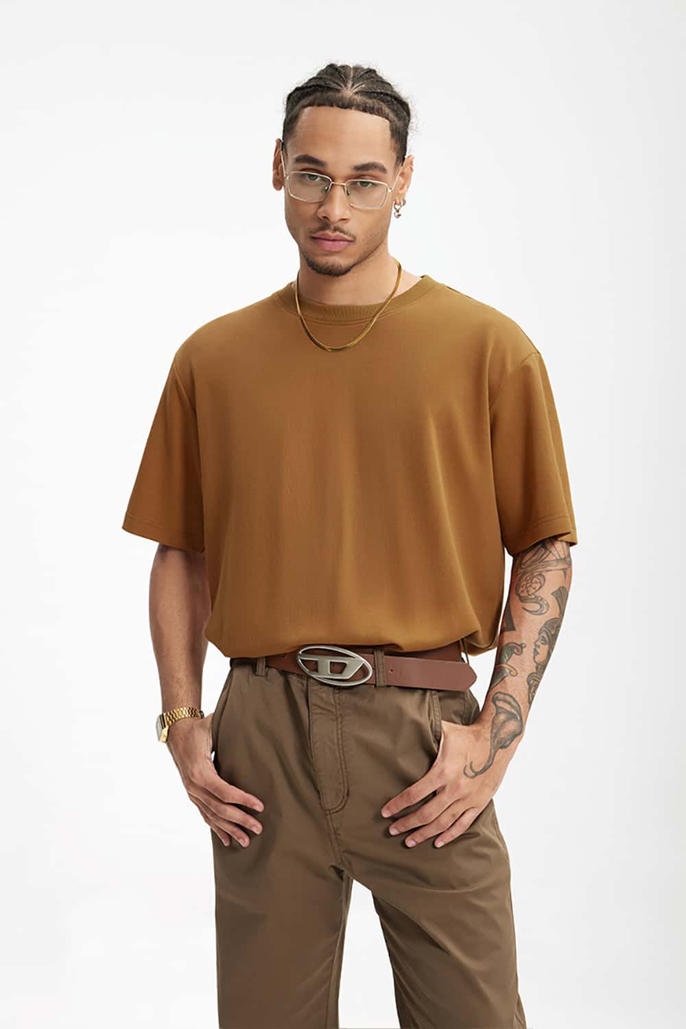 Double-Sided Solid Color Basic Versatile Short Sleeve T-Shirt