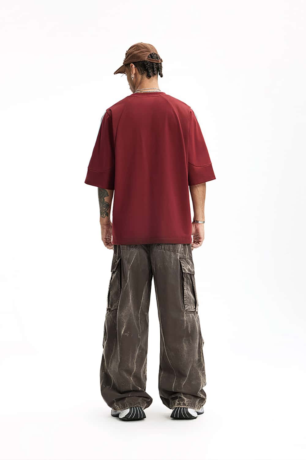 Wall Pattern Washed Cargo Pants - Streetwear Loose Casual Long Trousers