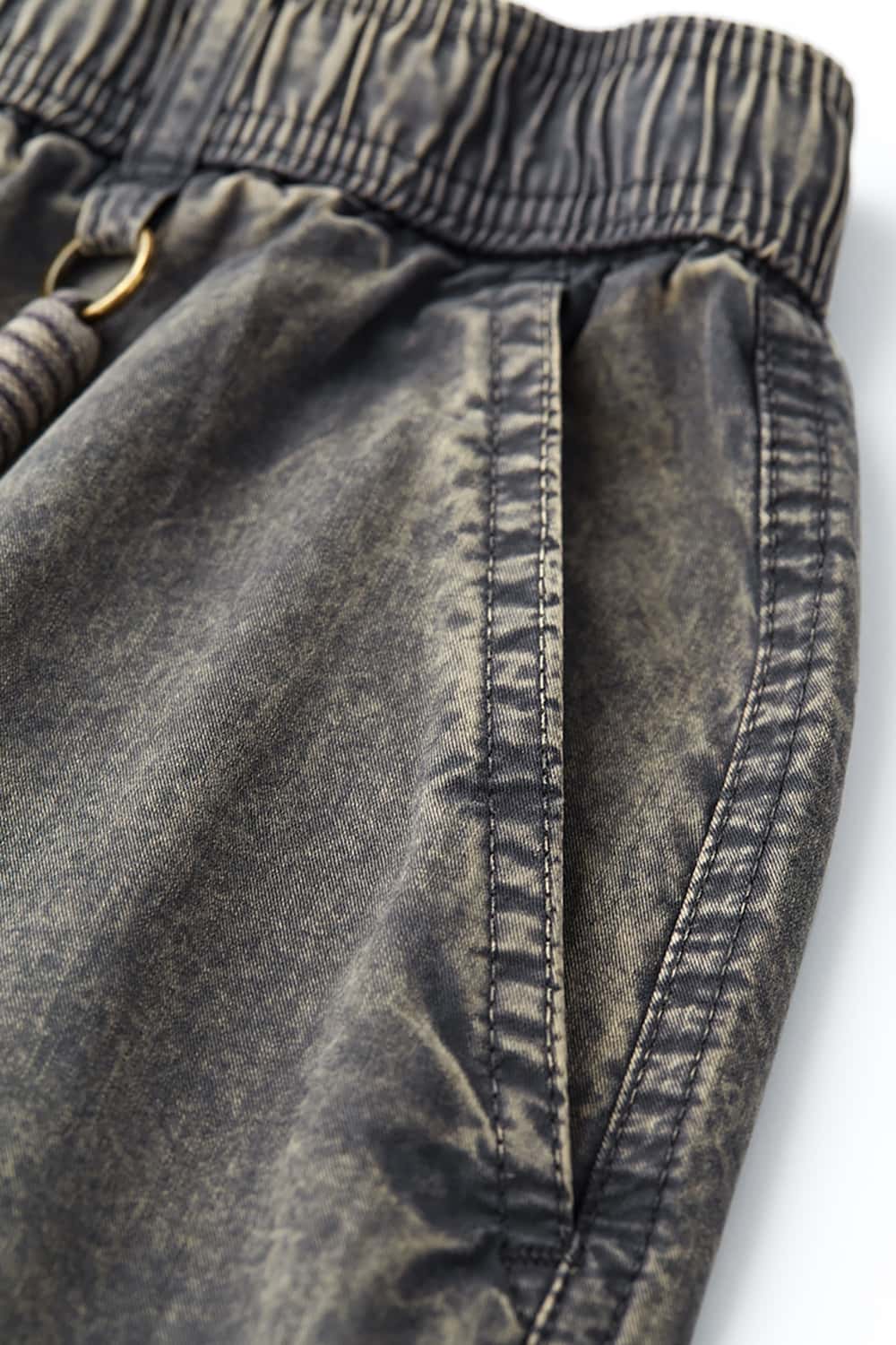 Wall Pattern Washed Cargo Pants - Streetwear Loose Casual Long Trousers