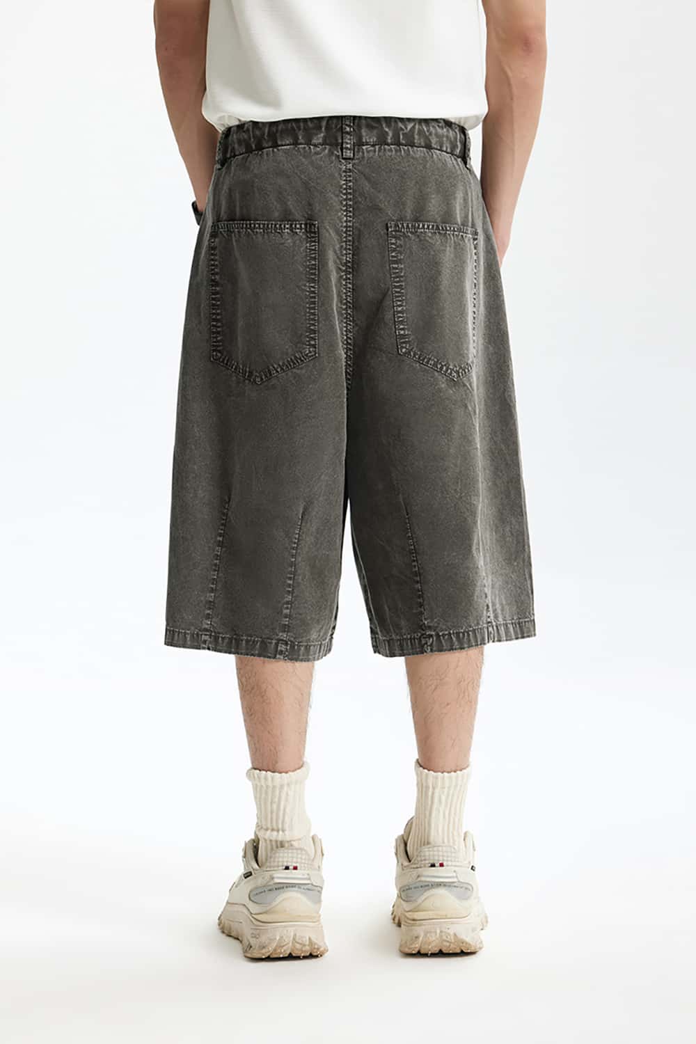 Streetwear Washed Cargo Shorts - Casual Mid-Length Utility Shorts