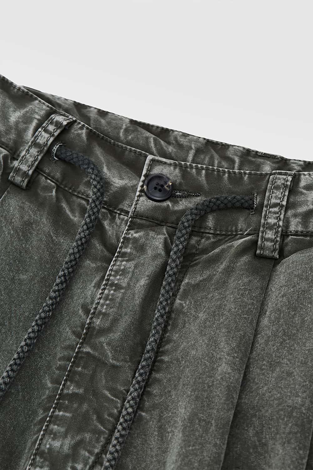 Streetwear Washed Cargo Shorts - Casual Mid-Length Utility Shorts