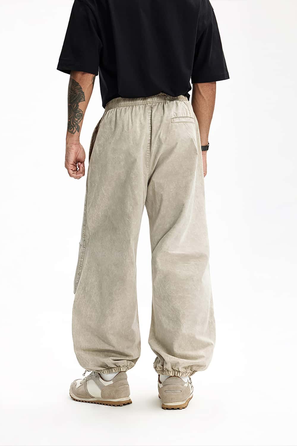 Washed Jogger Cargo Pants with Elastic Cuffs - Streetwear Utility Trousers
