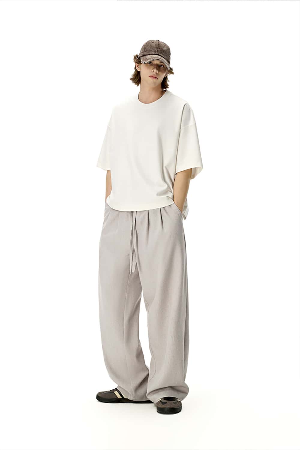 Linen Straight-Leg Pants - Casual Loose-Fit Solid Color Long Trousers