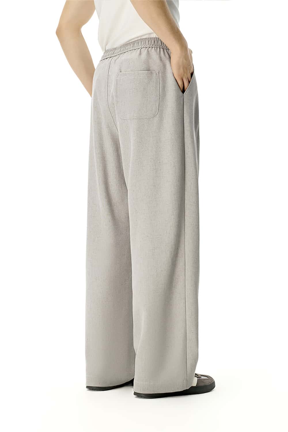 Linen Straight-Leg Pants - Casual Loose-Fit Solid Color Long Trousers