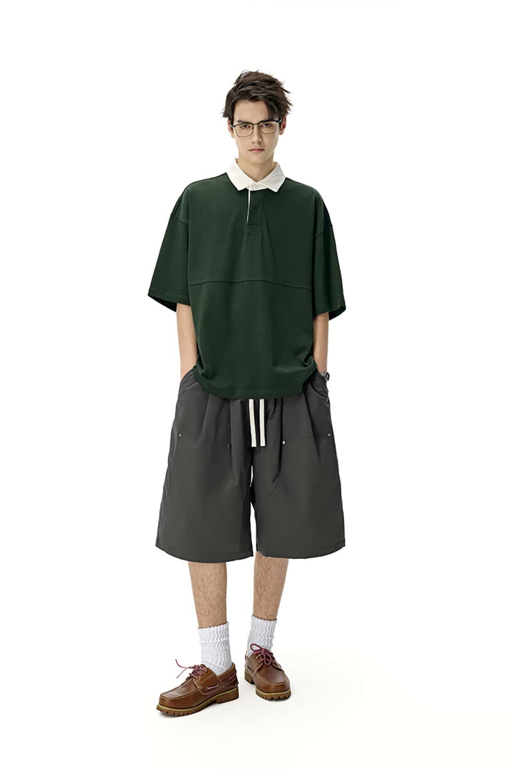 Three-Quarter Length Logger Cargo Shorts - Loose Casual Shorts with Rivet Detail