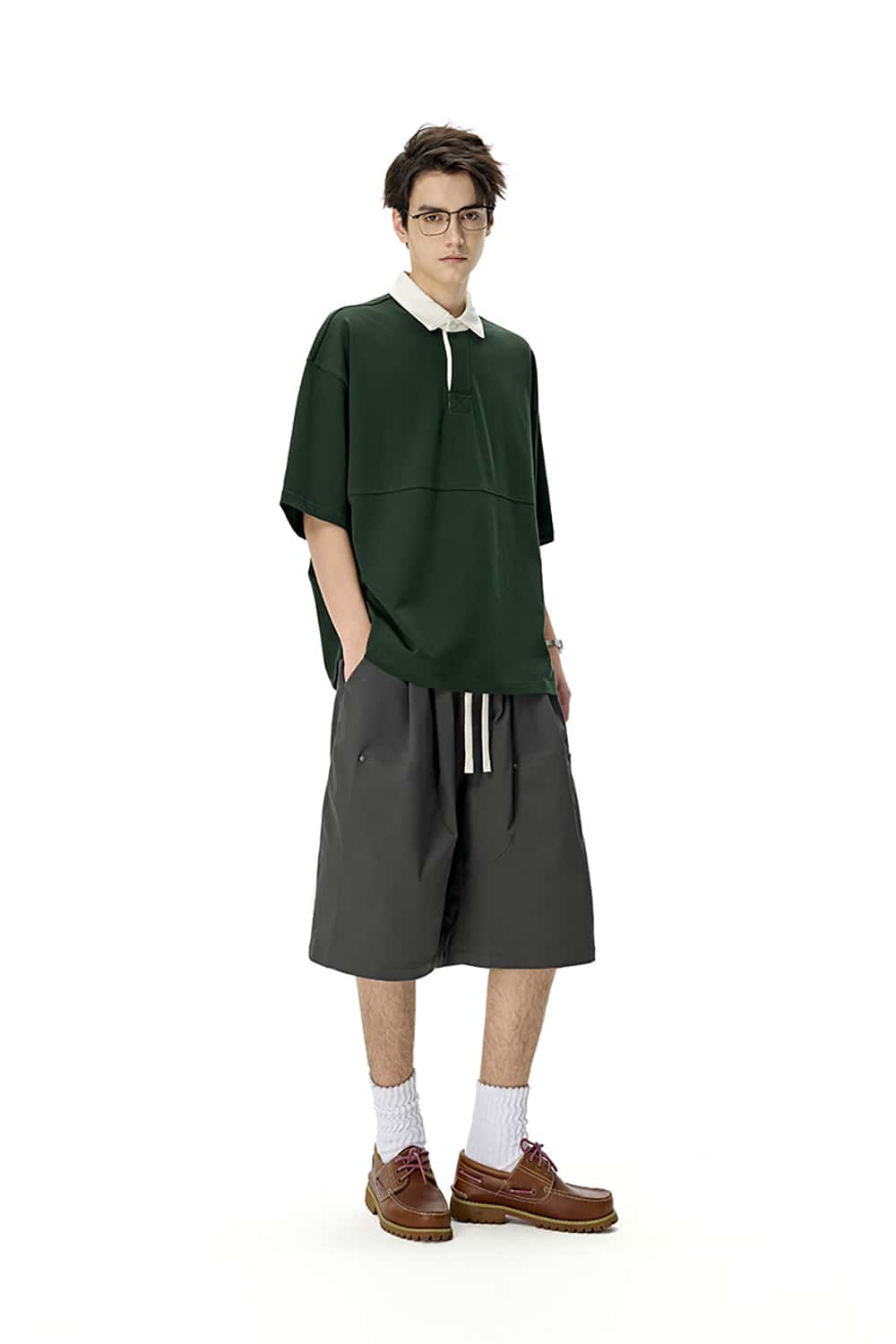 Three-Quarter Length Logger Cargo Shorts - Loose Casual Shorts with Rivet Detail