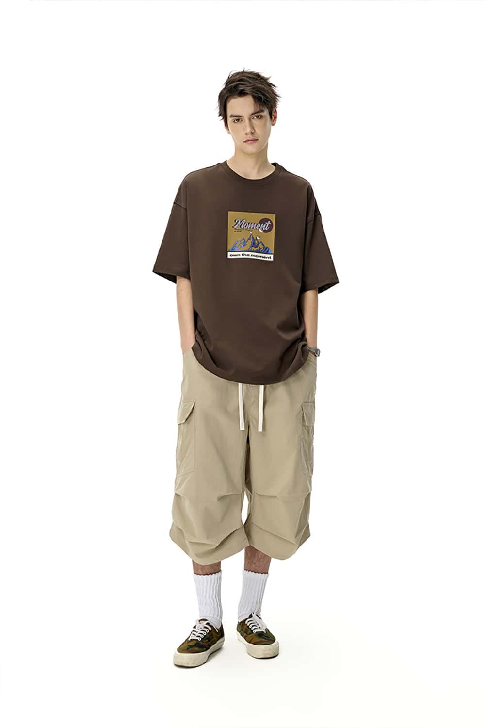 Utility Cargo Cropped Pants - Casual Seven-Eighth Length Trousers with Pockets