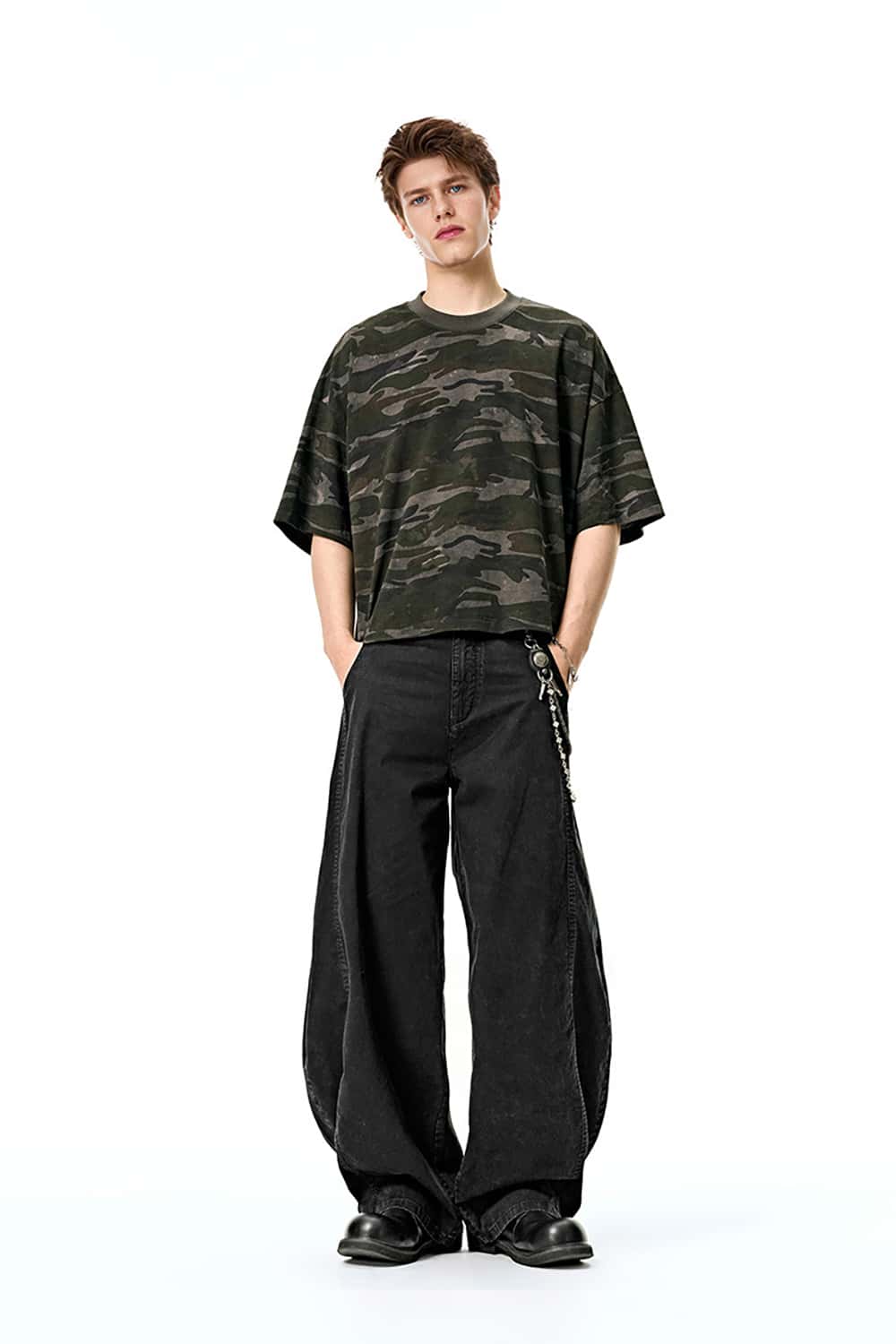 Washed Baggy Cargo Pants - Wide Leg Casual Trousers