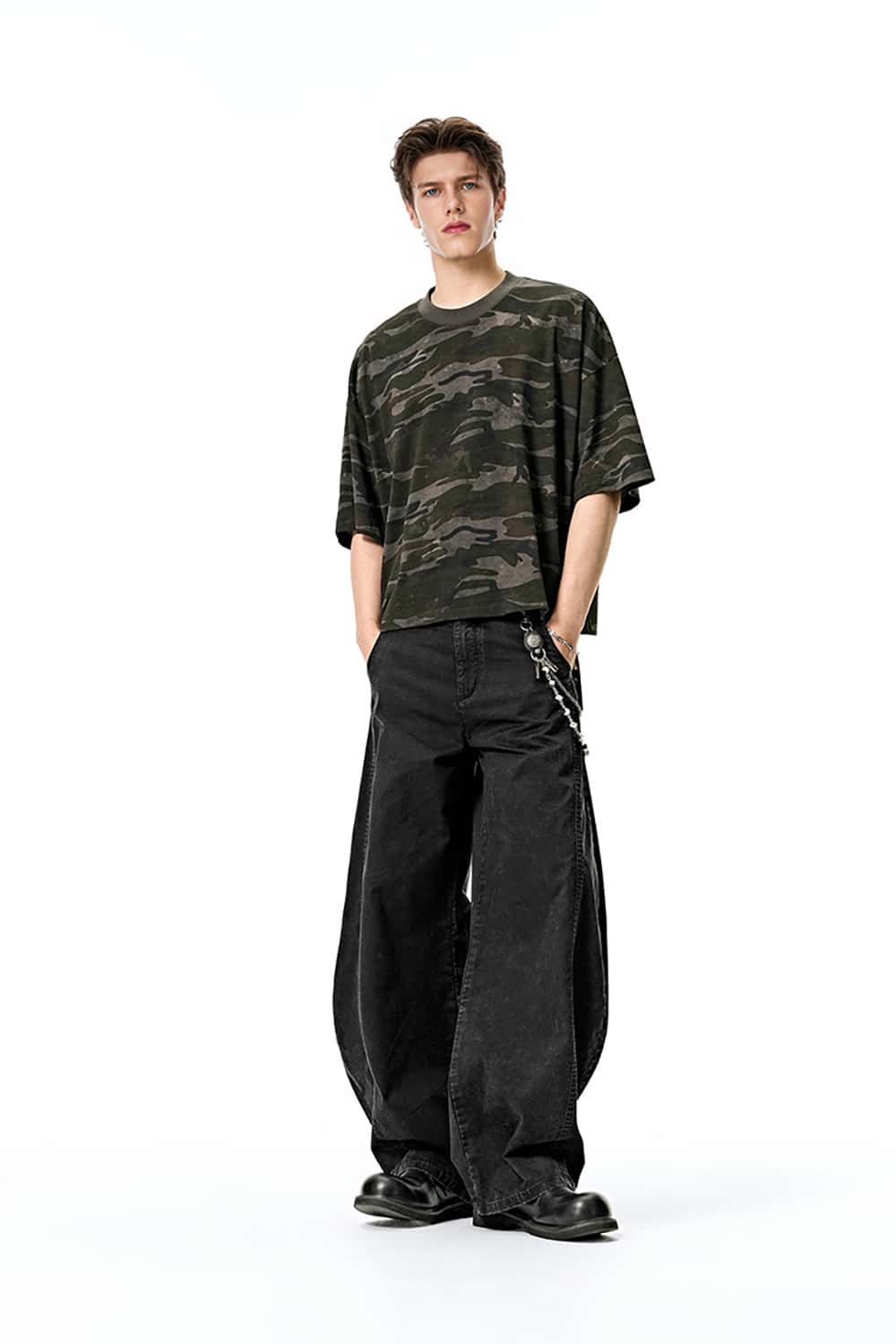 Washed Baggy Cargo Pants - Wide Leg Casual Trousers