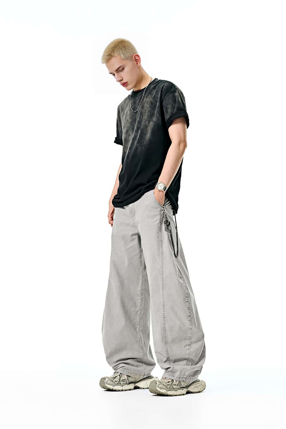 Washed Baggy Cargo Pants - Wide Leg Casual Trousers