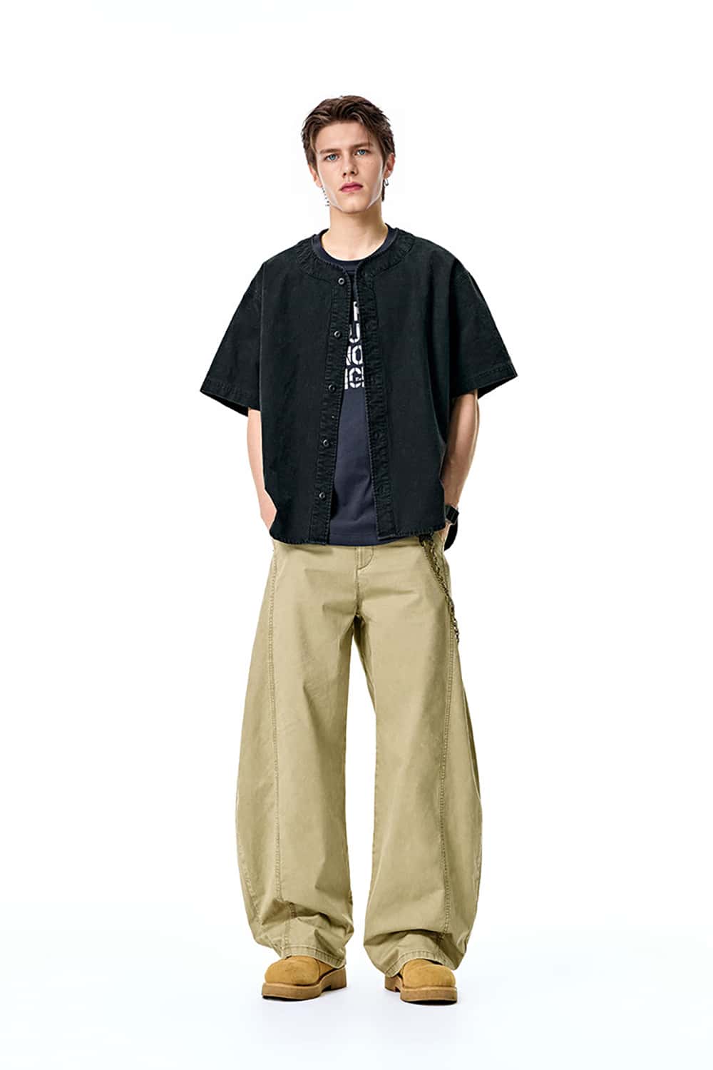 Washed Baggy Cargo Pants - Wide Leg Casual Trousers