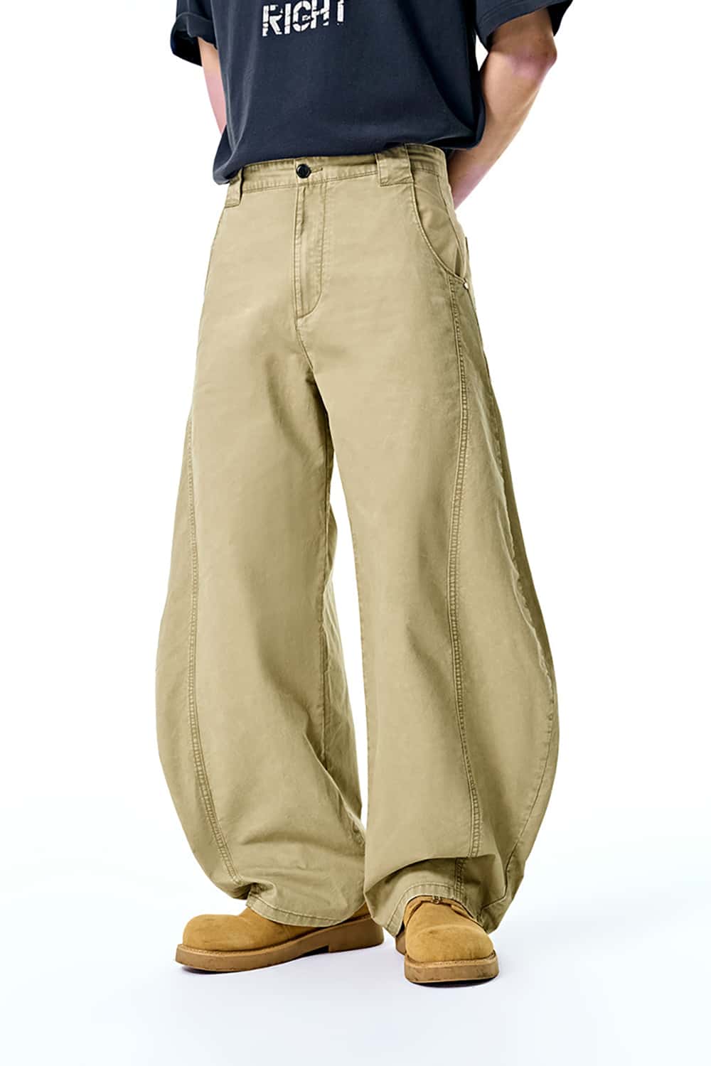 Washed Baggy Cargo Pants - Wide Leg Casual Trousers
