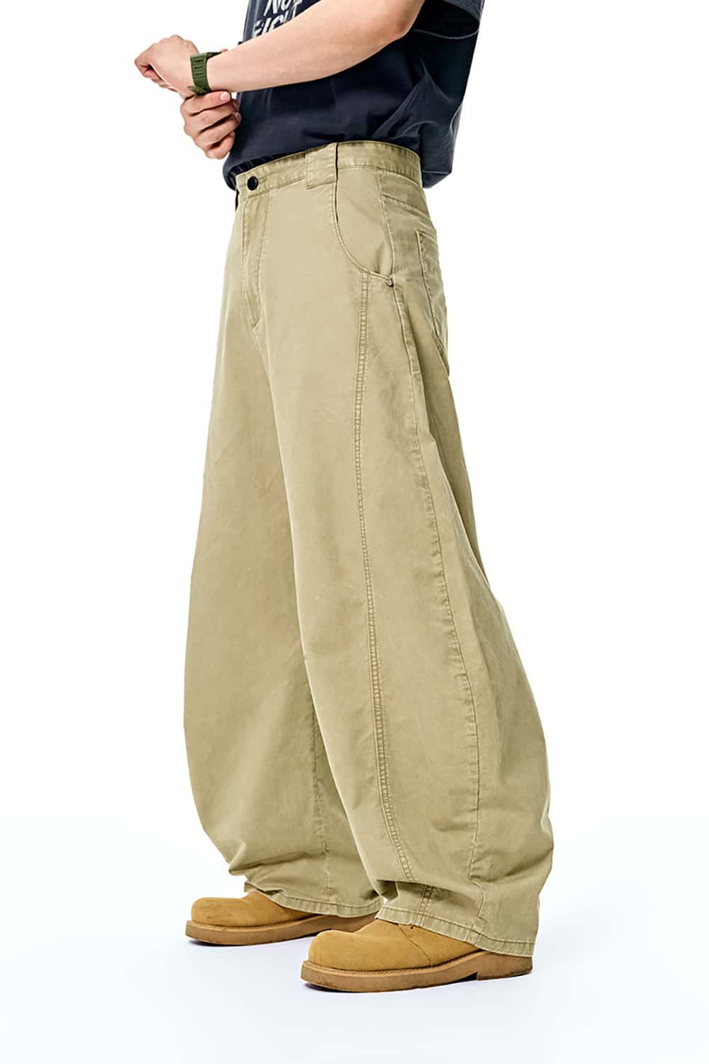 Washed Baggy Cargo Pants - Wide Leg Casual Trousers
