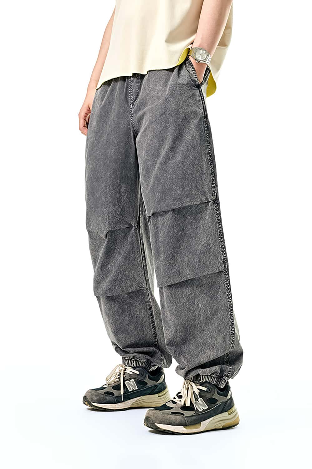 Distressed Cargo Jogger Pants - Casual Vintage Long Trousers