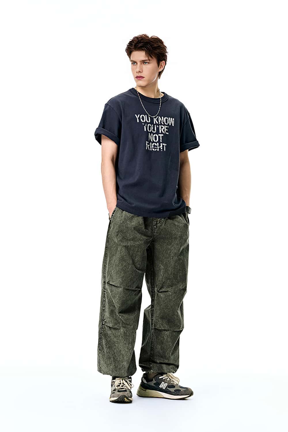 Distressed Cargo Jogger Pants - Casual Vintage Long Trousers