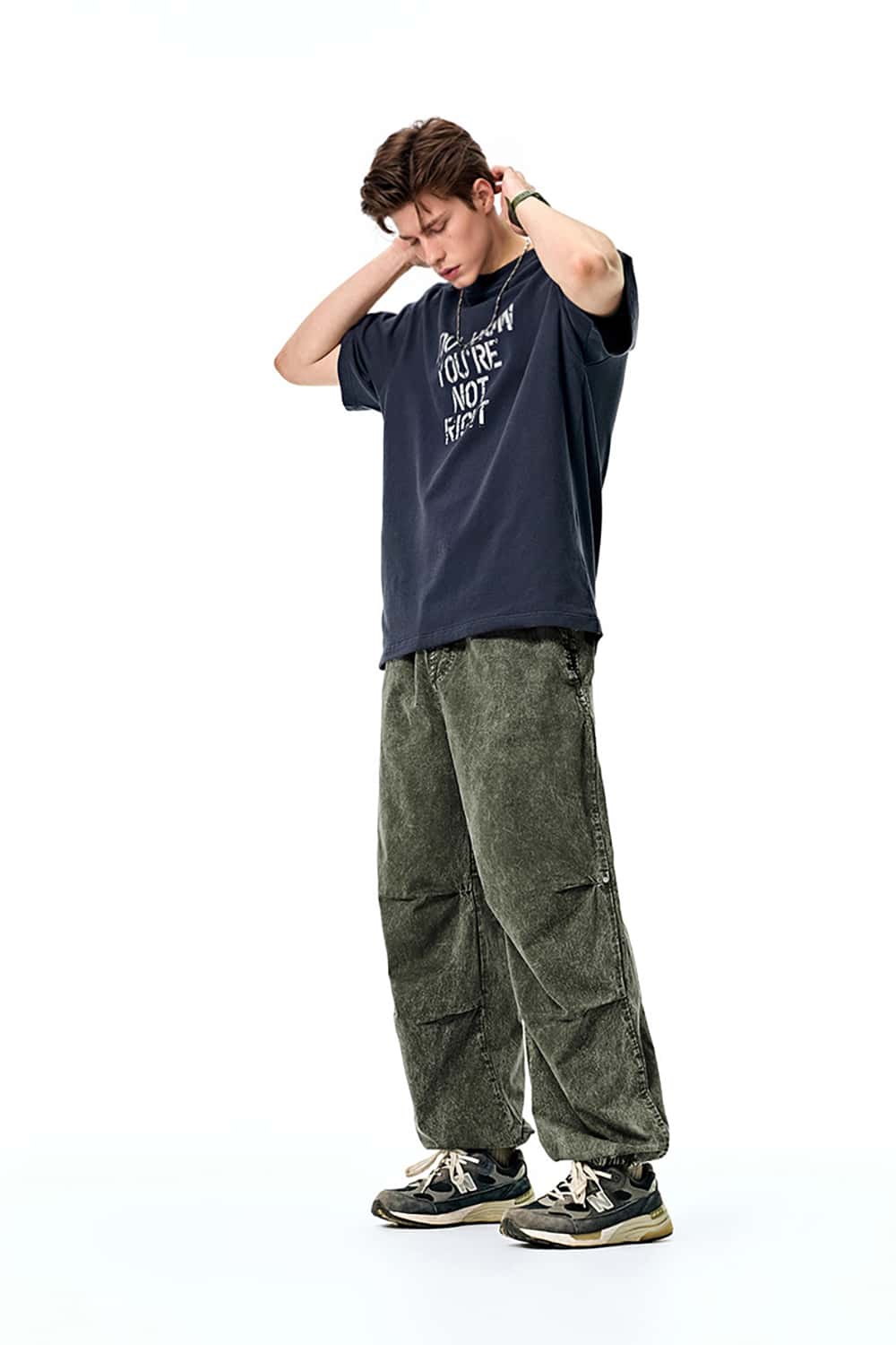 Distressed Cargo Jogger Pants - Casual Vintage Long Trousers