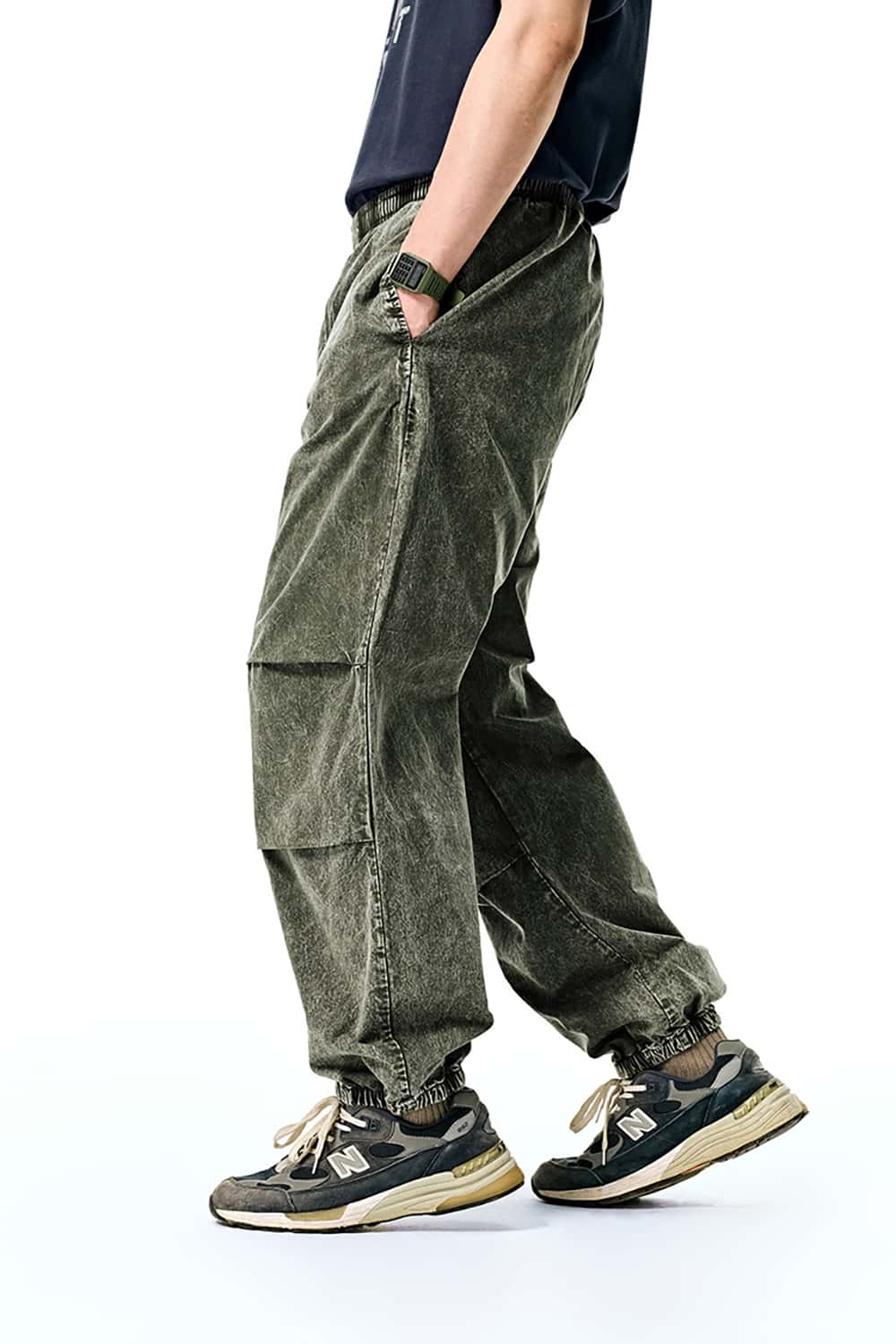 Distressed Cargo Jogger Pants - Casual Vintage Long Trousers