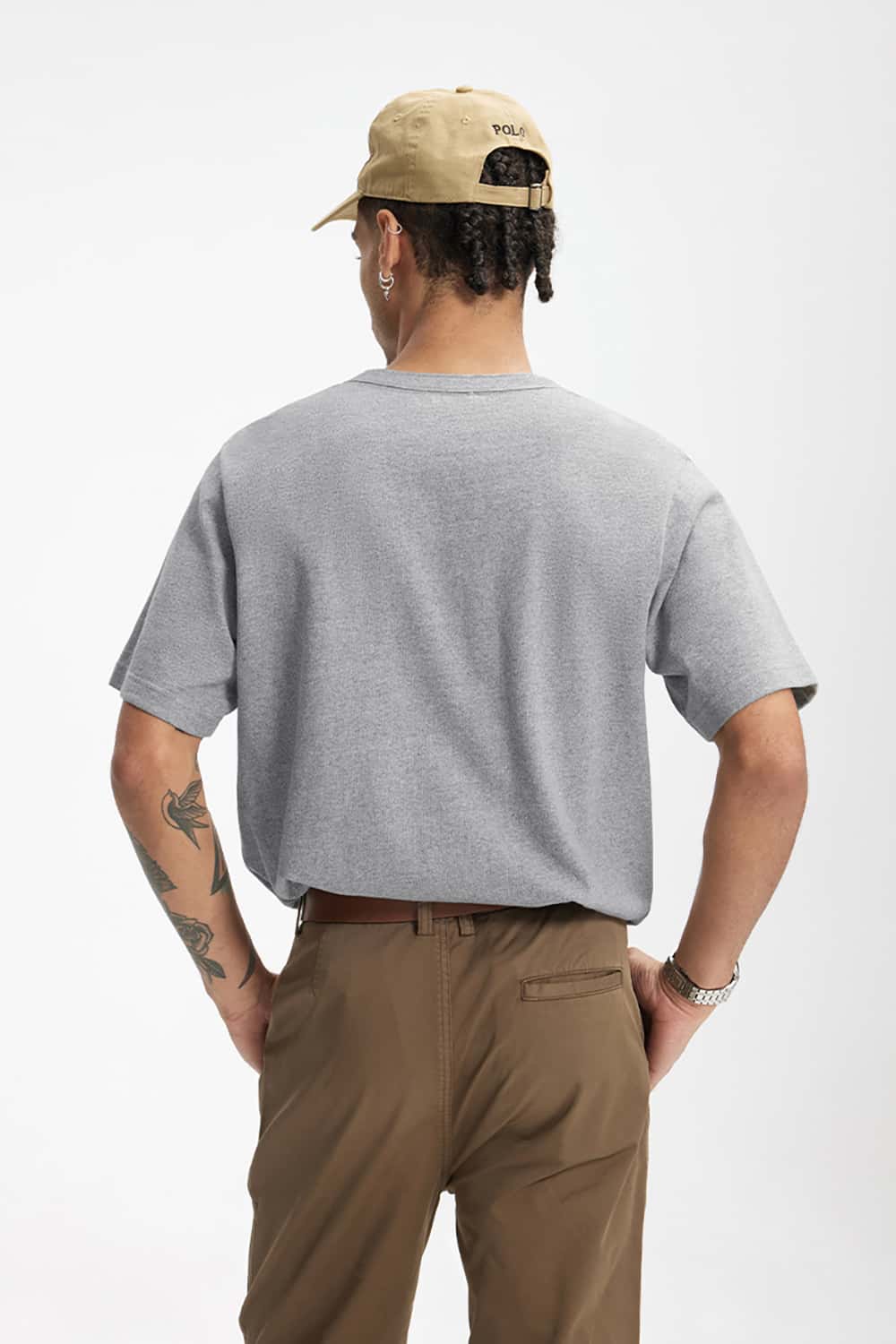 Heavyweight Hemp Cotton Henley T-Shirt - 250g Casual Round Neck Tee