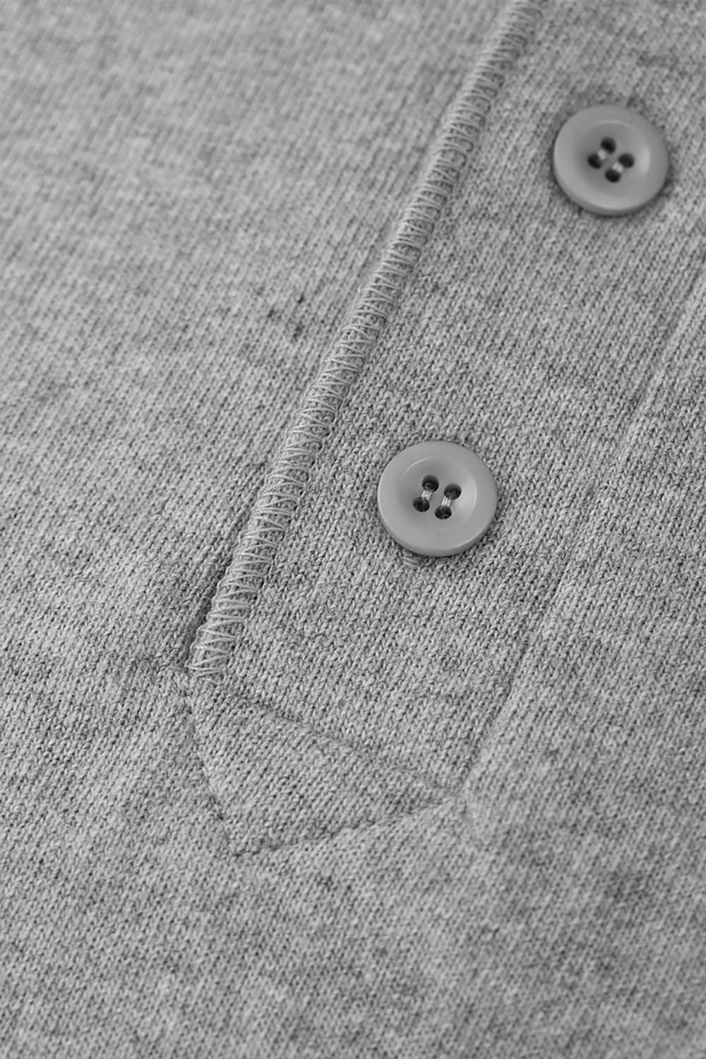 Heavyweight Hemp Cotton Henley T-Shirt - 250g Casual Round Neck Tee