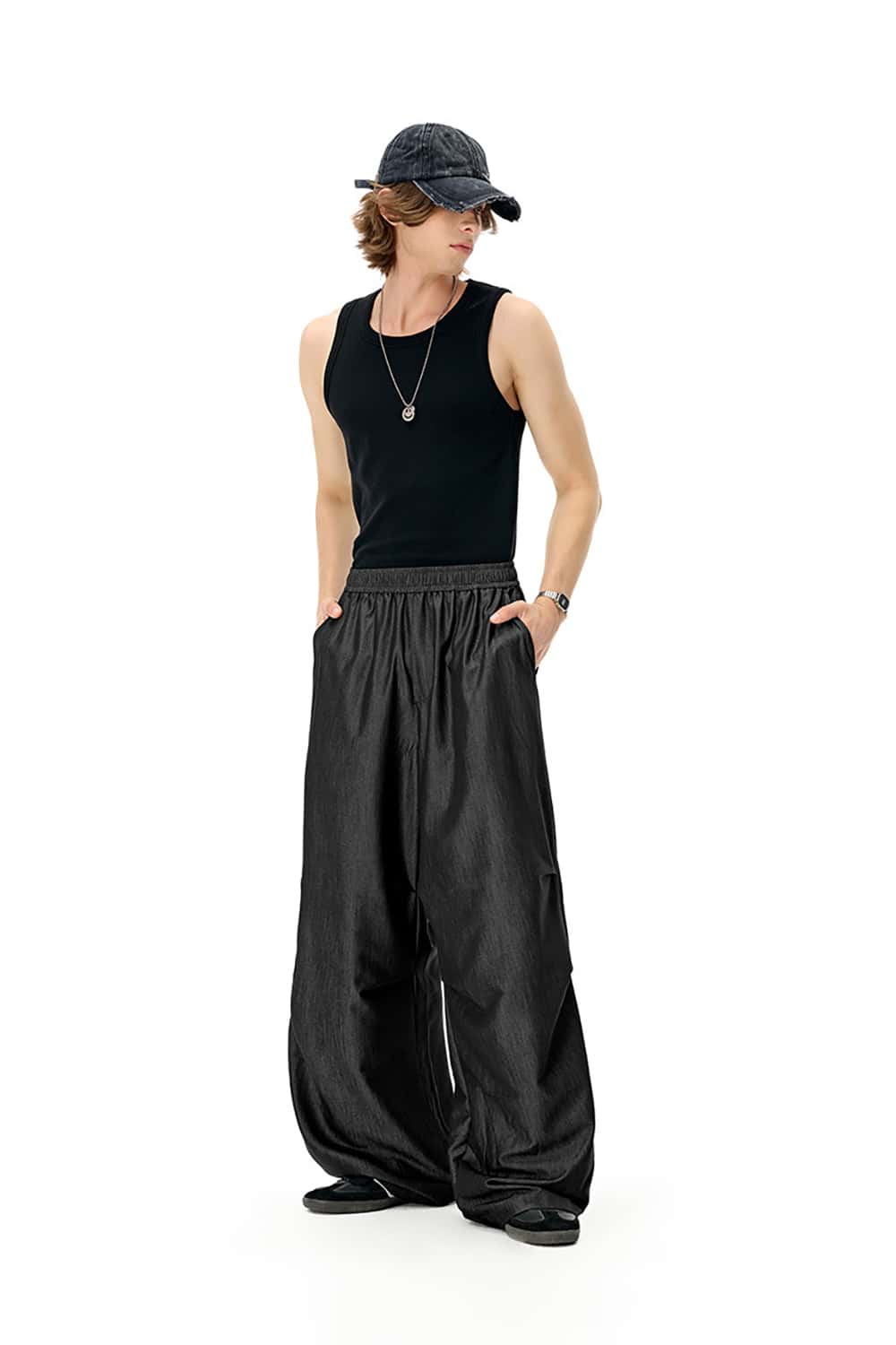 Ice Silk Denim-Like Quick-Dry Wide-Leg Casual Pants