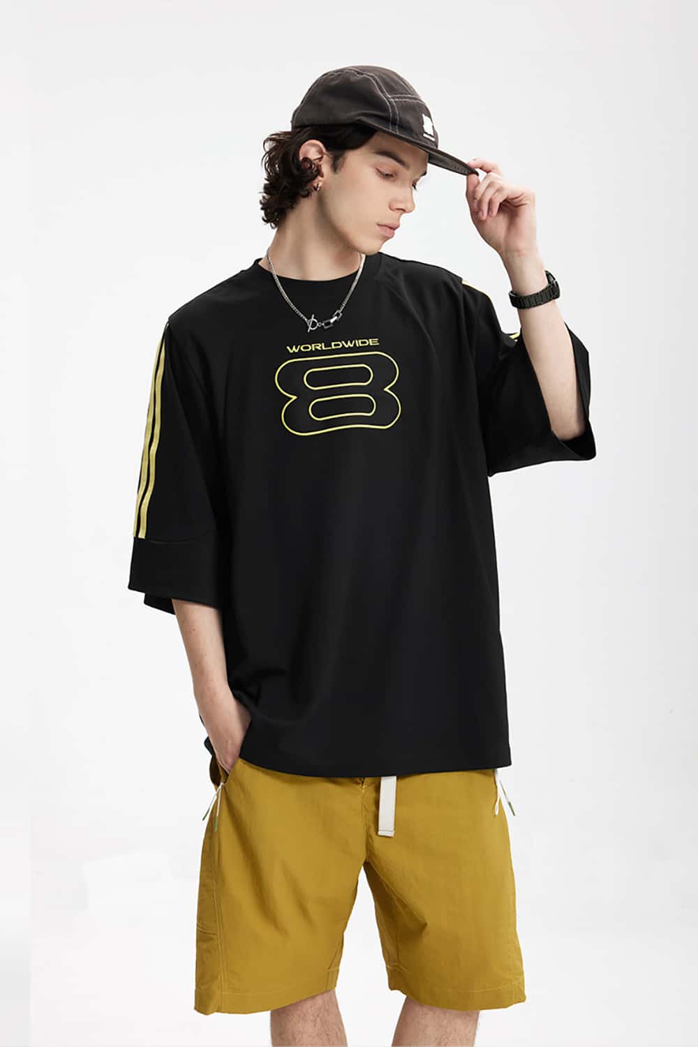 Retro Sports Embroidered T-Shirt - Jersey Style Short Sleeve