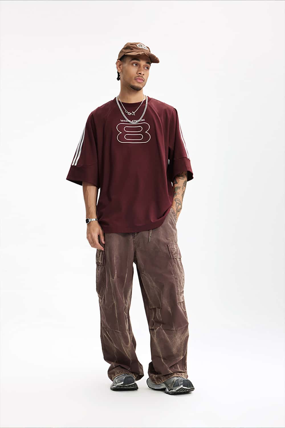 Retro Sports Embroidered T-Shirt - Jersey Style Short Sleeve