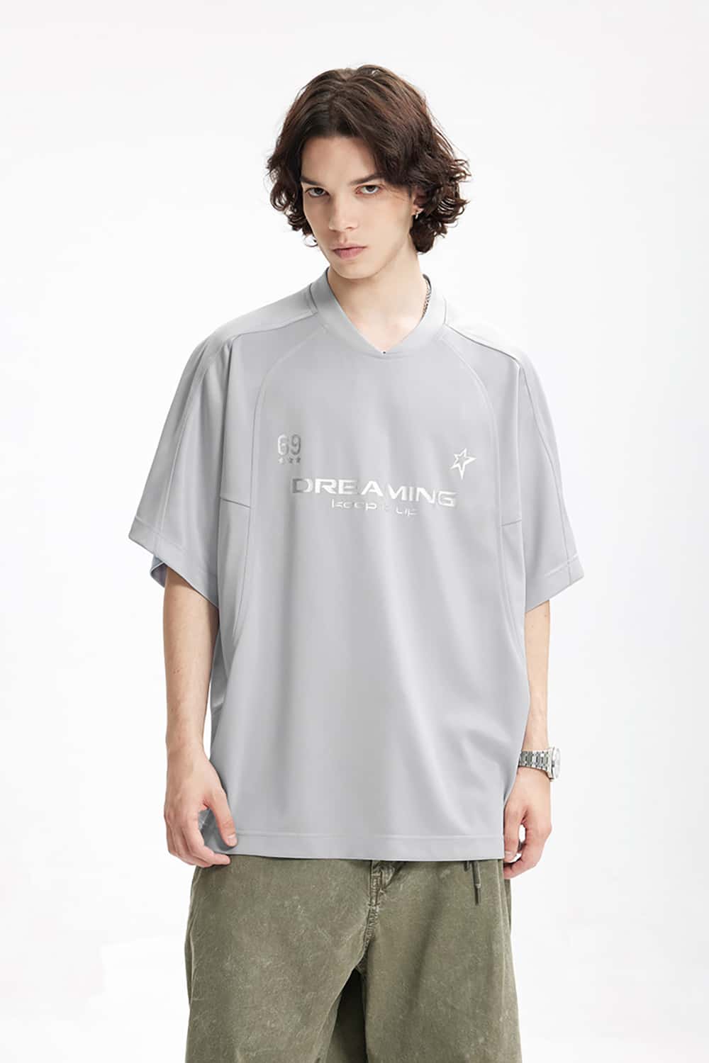 Vintage Sports Silver Foil T-Shirt - Jersey Style Short Sleeve